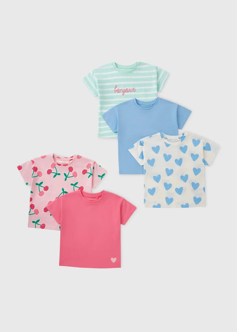 ماتلان 5 Pack Girls Pink Cherry T-Shirts